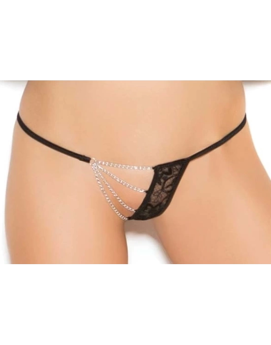Bacio Fantezi Zincirli Dantelli String-Tanga BC1294