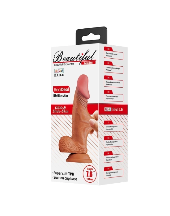 Wossi Belden Bağlamalı 19,4 cm Et Dokulu Gerçekçi Çift Katmanlı Silikon Melez Penis - Zebulon
