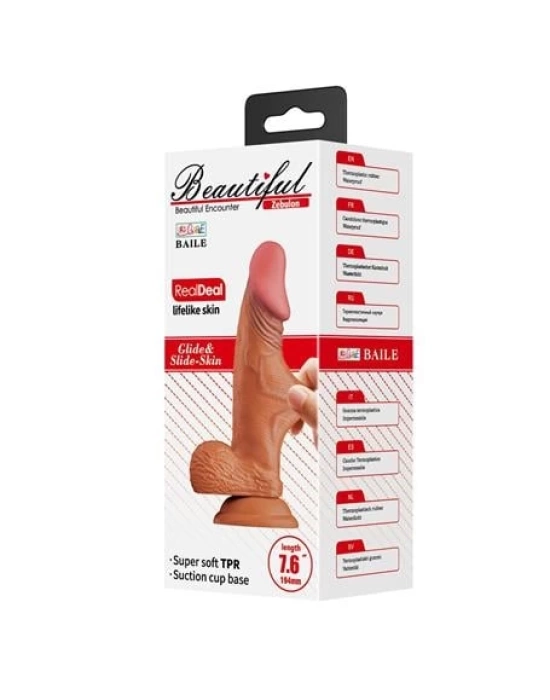 Wossi Belden Bağlamalı 19,4 cm Et Dokulu Gerçekçi Çift Katmanlı Silikon Melez Penis - Zebulon