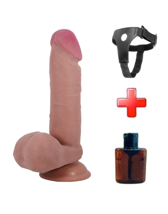 Belden Bağlamalı 20,5 cm Çift Katmanlı Gerçekçi Dildo Penis