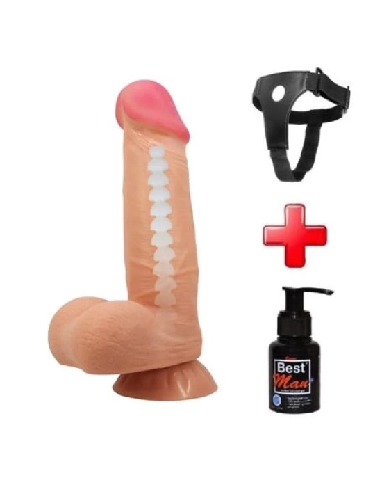 Belden Bağlamalı 21,8 cm Kıkırdak Yapılı Çift Katmanlı Gerçekçi Dildo Penis