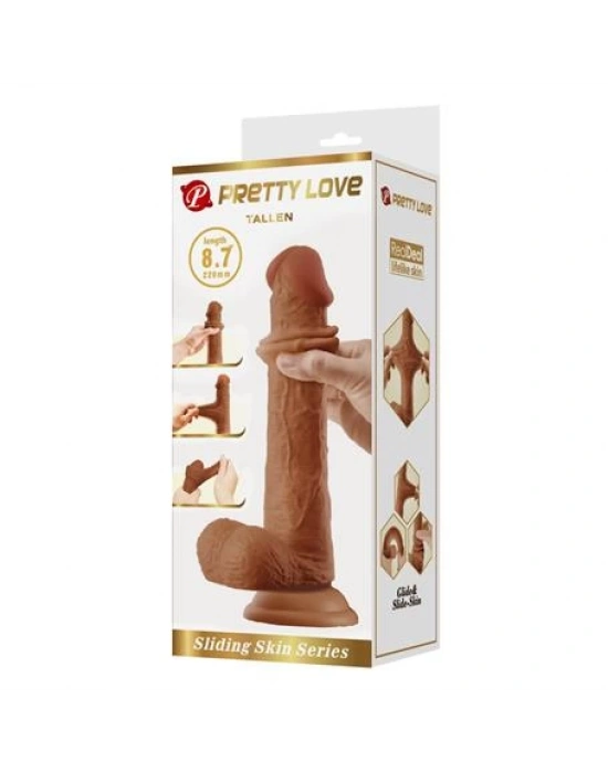 Belden Bağlamalı 22 cm Yeni Nesil Çift Katmanlı Realistik Vantuzlu Dildo Penis - Tallen