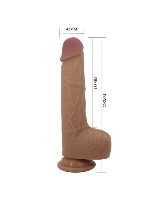 Belden Bağlamalı 22,5 cm İleri Geri Hareketli Uzaktan Kumandalı Manyetik Şarjlı Gerçekçi Vantuzlu Melez Penis - Tommy