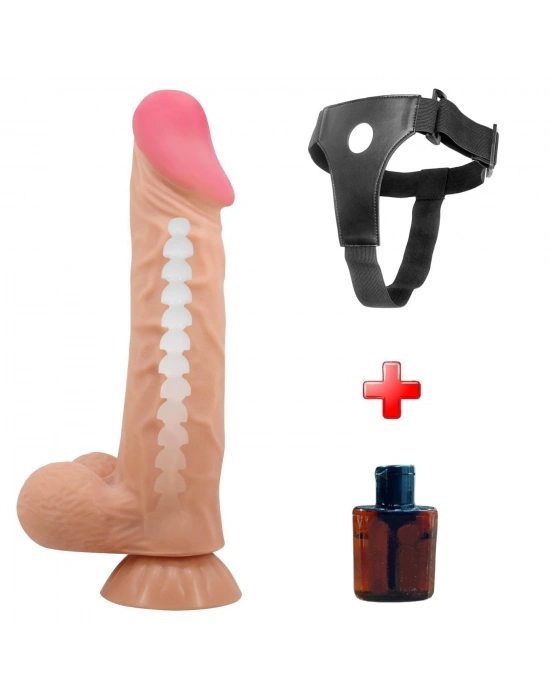 Belden Bağlamalı 24 cm Kıkırdak Yapılı Çift Katmanlı Gerçekçi Dildo Penis