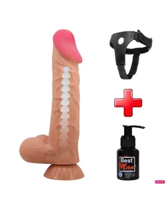 Belden Bağlamalı 24 cm Kıkırdak Yapılı Çift Katmanlı Gerçekçi Dildo Penis
