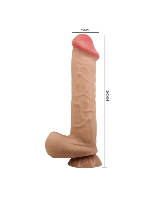 Belden Bağlamalı 26 cm Kıkırdak Yapılı Çift Katmanlı Gerçekçi Dildo Penis