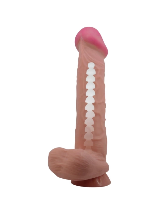 Belden Bağlamalı 26 cm Kıkırdak Yapılı Çift Katmanlı Melez Gerçekçi Dildo Penis