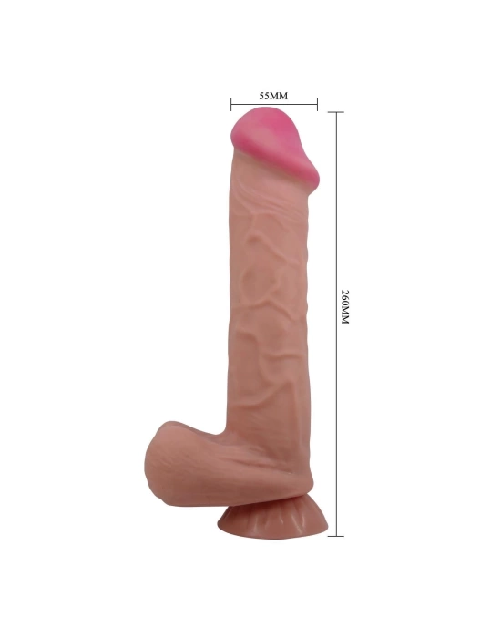Belden Bağlamalı 26 cm Kıkırdak Yapılı Çift Katmanlı Melez Gerçekçi Dildo Penis