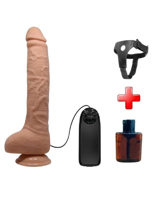 Belden Bağlamalı 28 cm Titreşimli Gerçekçi Kalın Dildo Penis - Dick