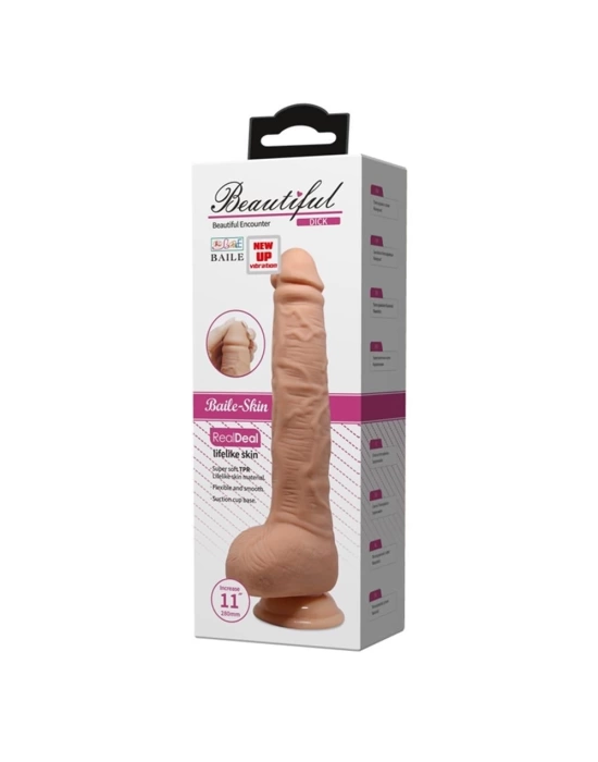 Belden Bağlamalı 28 cm Titreşimli Gerçekçi Kalın Dildo Penis - Dick