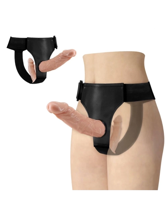 Belden Bağlamalı Çift Taraflı İçi Dolu Strapon Penis