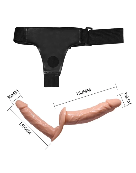 Belden Bağlamalı Çift Taraflı İçi Dolu Strapon Penis