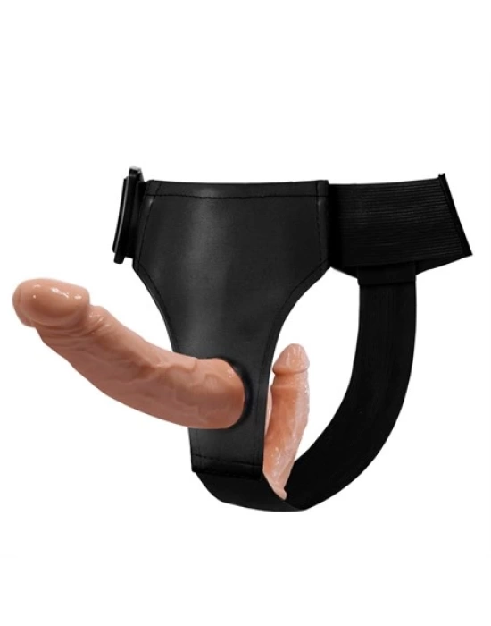 Belden Bağlamalı Çift Taraflı İçi Dolu Strapon Penis