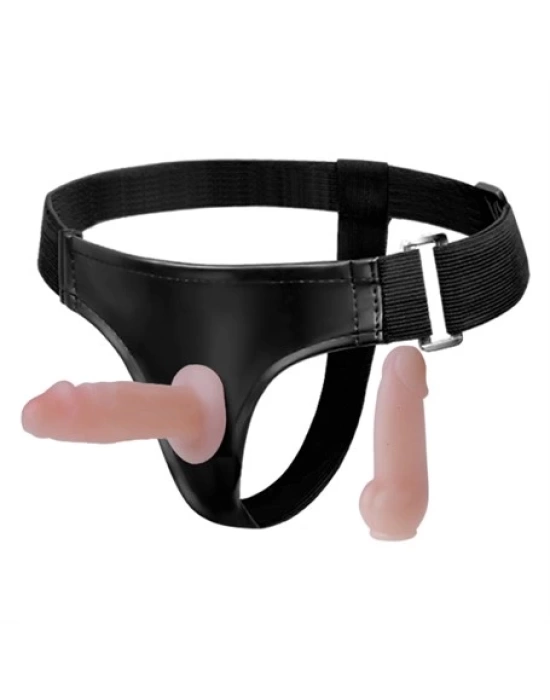 Belden Bağlamalı İçi Dolu 10cm Çift Strapon Penis