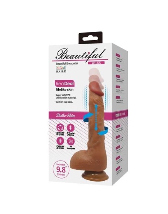 Belden Bağlamalı USB Şarjlı 25 cm Oynar Başlı İleri Geri Hareketli Titreşimli Dildo - Wilks