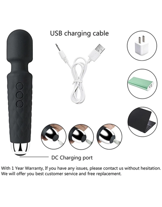 Bükülebilir Başlıklı Wand Vibratör Siyah