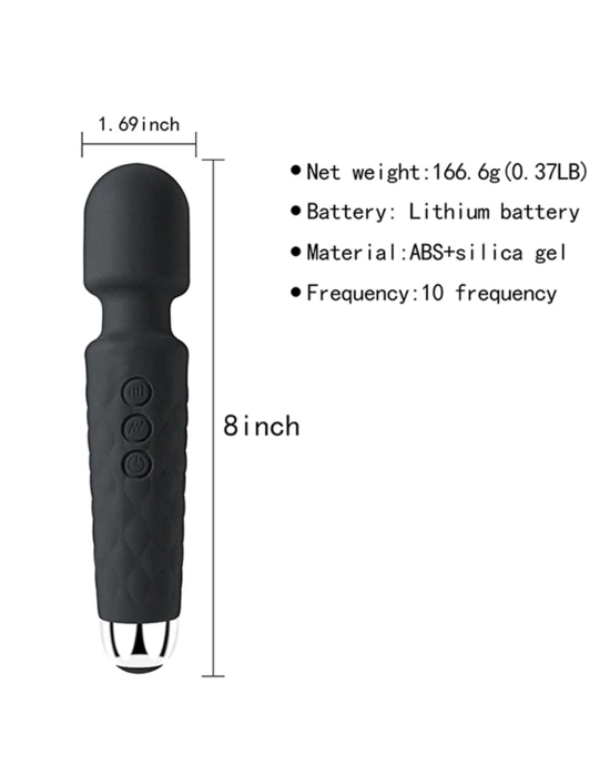 Wossi Bükülebilir Başlıklı Wand Vibratör Siyah