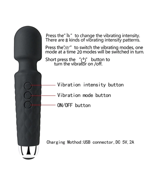Bükülebilir Başlıklı Wand Vibratör Siyah