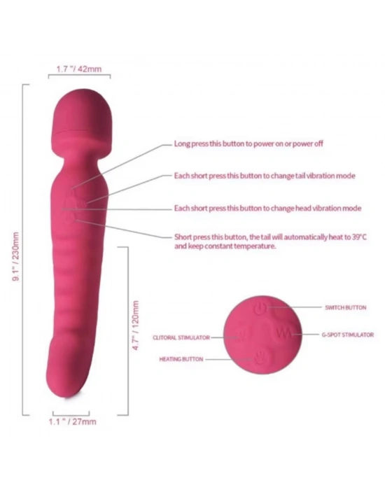 Çift Taraflı Wand Vibratör Kırmızı