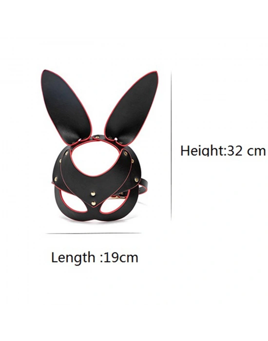 Deri Tavşan Maske Kırmızı