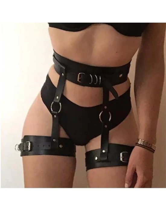 Wossi Dominant Touch Deri Bel ve Bacak Harness Takımı