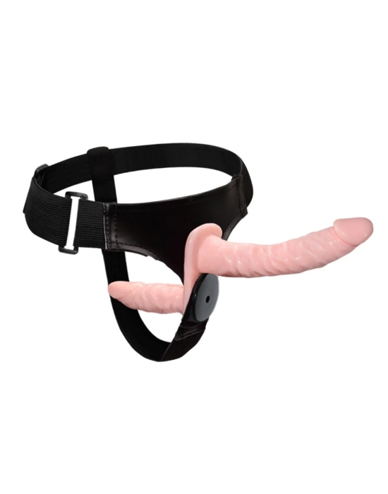 Double Belden Bağlamalı Anal Plug ve Realistik Titreşimli Penis