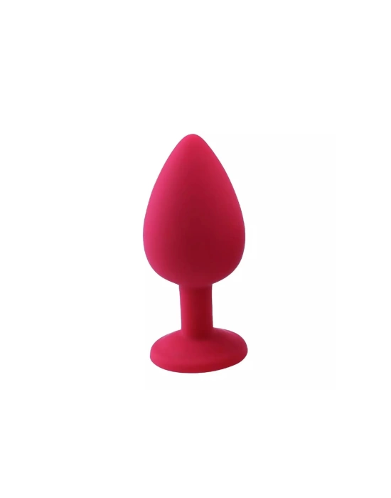 Wossi Elmas Taşlı Silikon Kaplı Anal Plug L Büyük Boy 9 cm Kırmızı