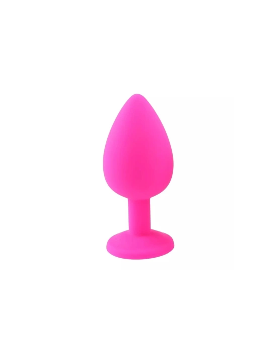 Wossi Elmas Taşlı Silikon Kaplı Anal Plug L Büyük Boy 9 cm Pembe
