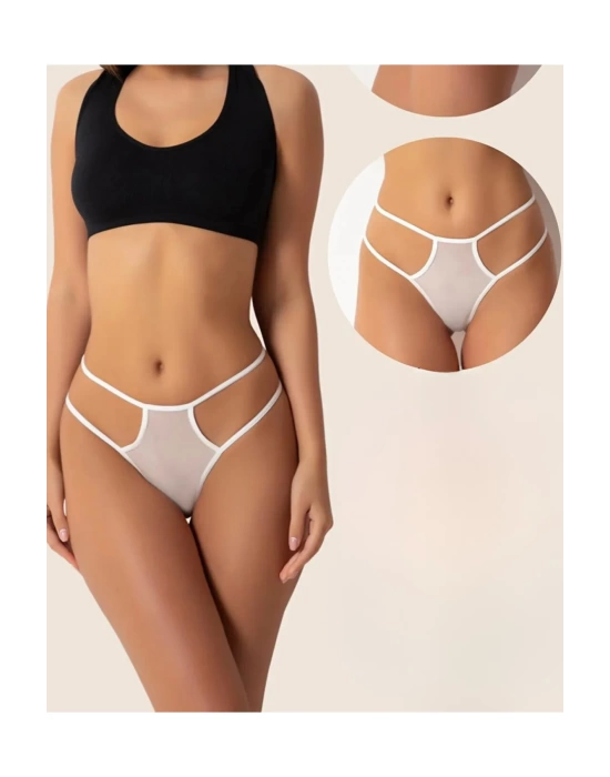 Fantazi Beyaz Seksi TÜL Kadın String - Fantezi Tanga BC0039