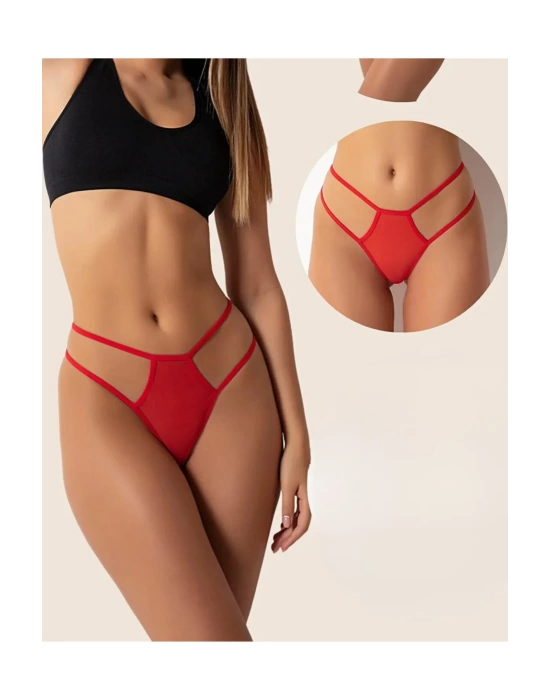 Fantazi Kırmızı Seksi TÜL Kadın STRİNG - Fantezi Tanga BC0037