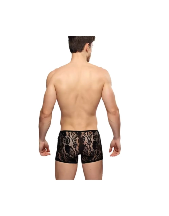 Fantezi Dantelli Seksi Siyah Erkek Boxer - Seksi Erkek İç çamaşırı BC4612