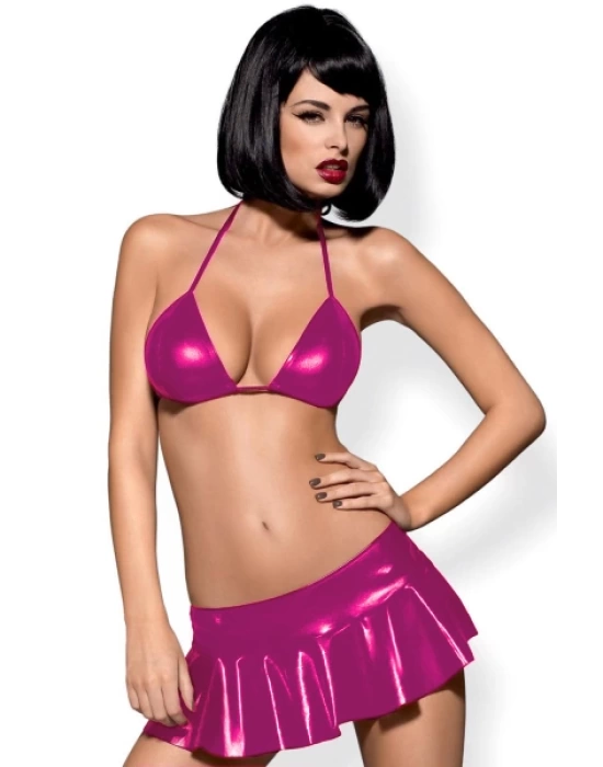 Fantezi Pembe Mini Etekli Seksi SütyenTakım Seksi İç Giyim BC9094