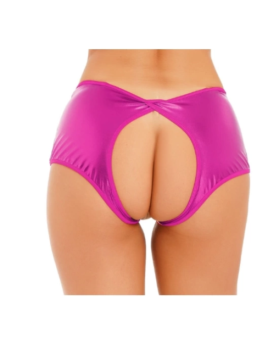 Fantezi Pembe Özel Bölgeleri Açık Parlak Külot BC0047
