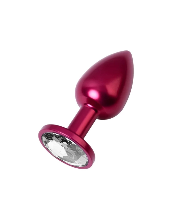 Wossi Metal Clear Taşlı Kırmızı Anal Plug Küçük Boy