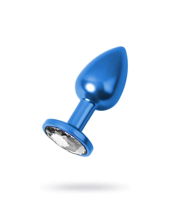 Wossi Metal Clear Taşlı Mavi Anal Plug Orta Boy