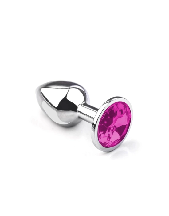 Metal Elmas Taşlı Anal Plug Pembe Küçük Boy