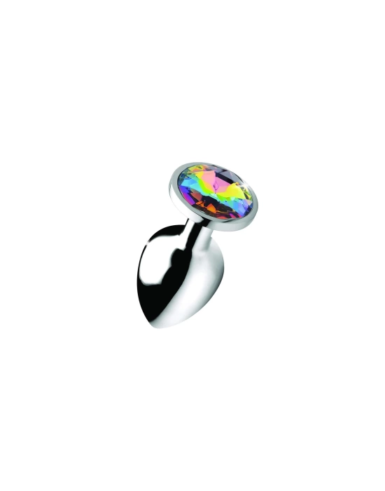 Wossi Metal Elmas Taşlı Anal Plug Rainbow Büyük Boy