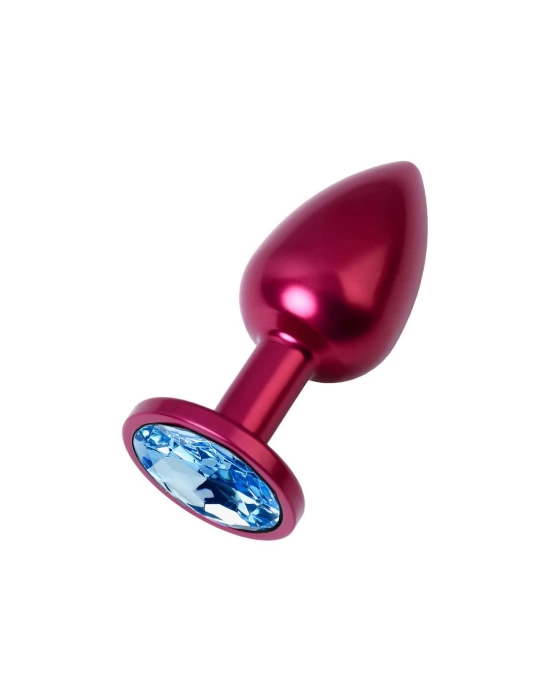 Metal Mavi Taşlı Kırmızı Anal Plug Küçük Boy