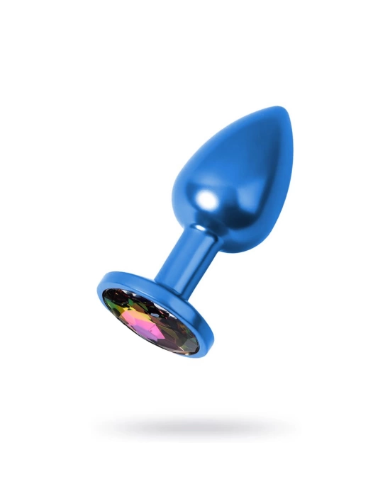 Wossi Metal Rainbow Taşlı Mavi Anal Plug Orta Boy