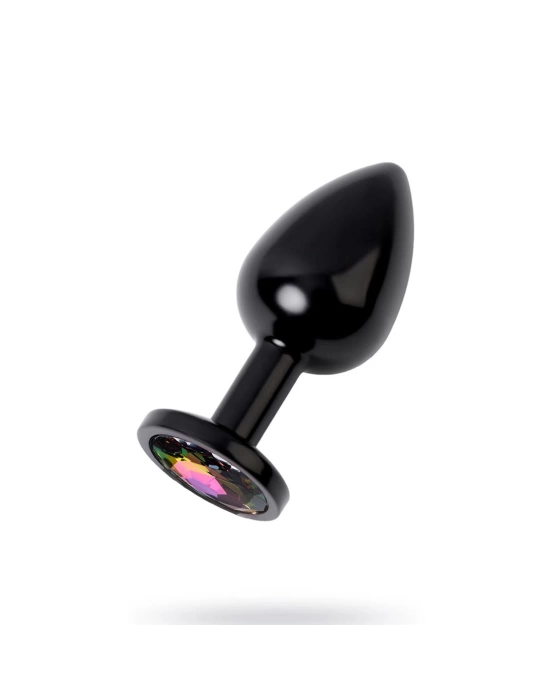 Metal Rainbow Taşlı Siyah Anal Plug Orta Boy