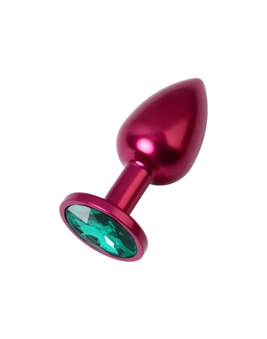 Metal Yeşil Taşlı Kırmızı Anal Plug Küçük Boy