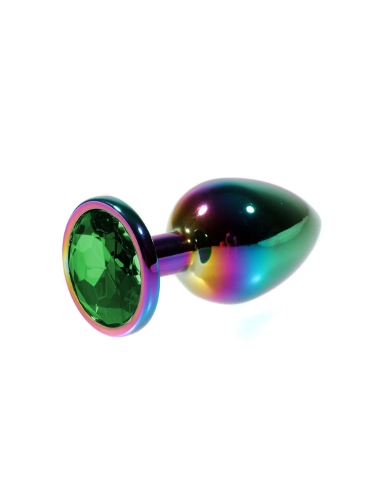 Wossi Metal Yeşil Taşlı Rainbow Anal Plug Orta Boy