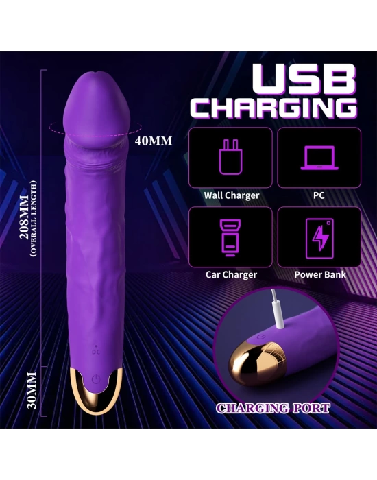 Modern Gerçekçi Dildo Vibratör Mor