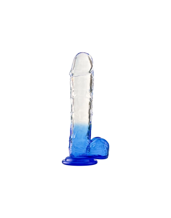 Wossi Silikon Şeffaf Mavi Realistik Dildo 17,5 cm