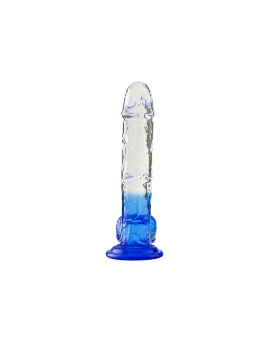 Wossi Silikon Şeffaf Mavi Realistik Dildo 17,5 cm