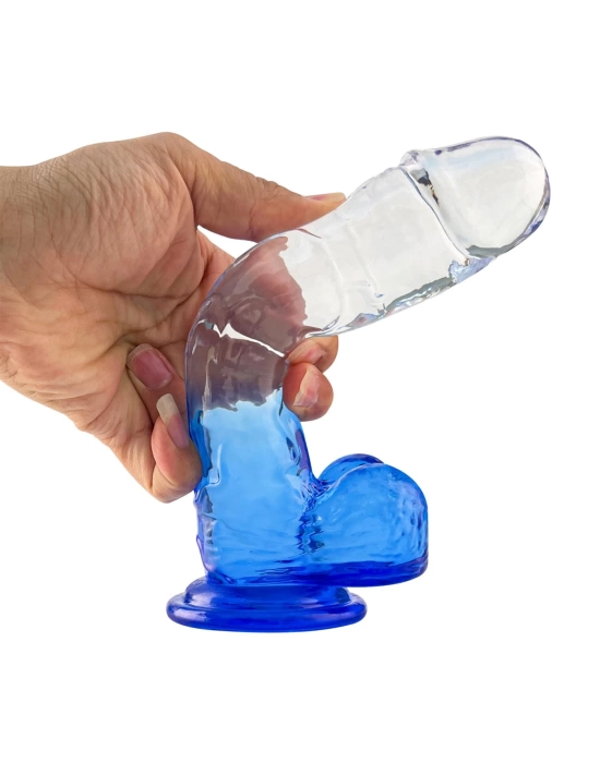 Wossi Silikon Şeffaf Mavi Realistik Dildo 20 cm