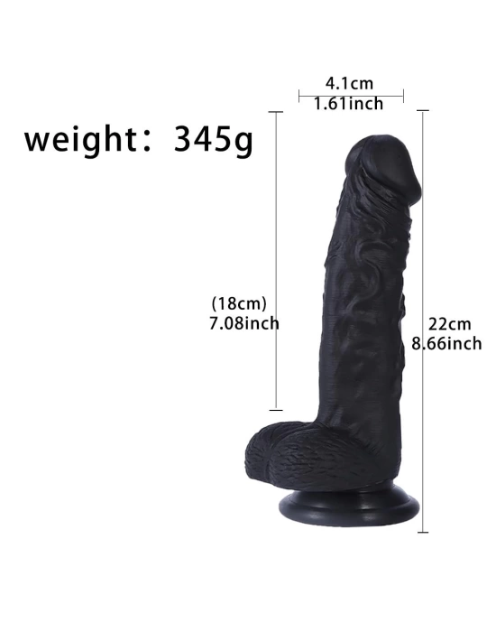 Wossi Siyah Realistik Dildo - 22 Cm