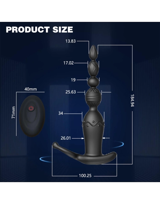 Wossi Telefon Kontrollü Anal Vibratör ve Penis Halkası Siyah
