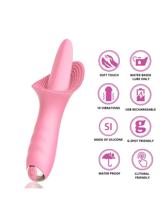 Wossi Tırtıklı Dil Vibratör Pembe