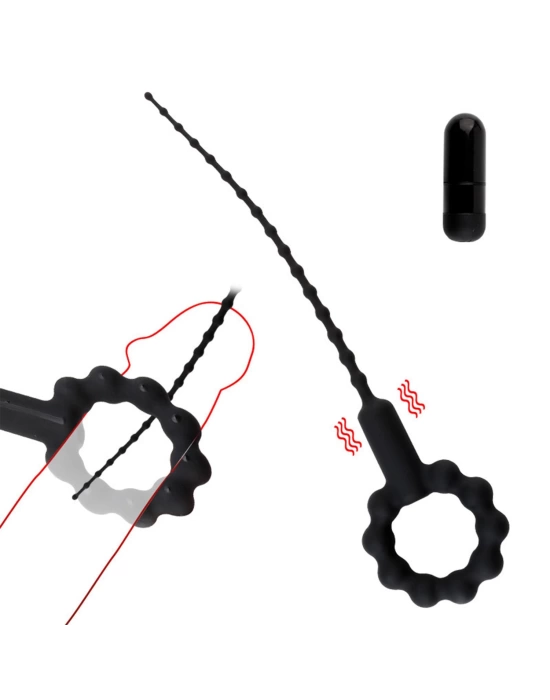 Titreşimli Boğumlu Penis Plug Siyah